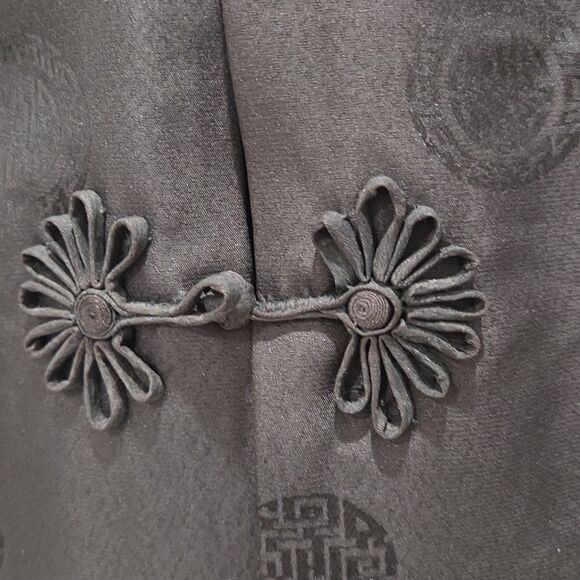 Golden Swallow Mink Fur Lined Amazing Frog Closure Brocade vintage vest,  Med - Picture 3 of 9